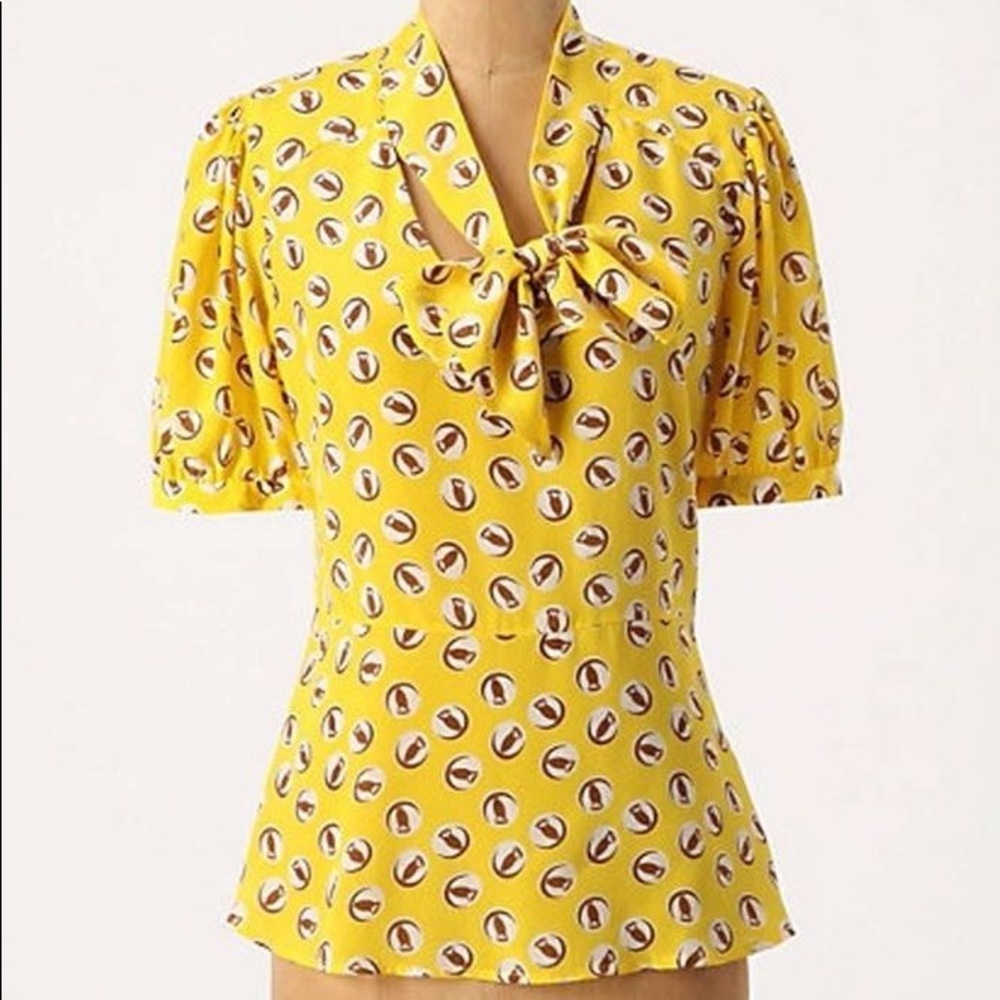 Anthropologie Girls From Savoy Lemon Liftoff Top